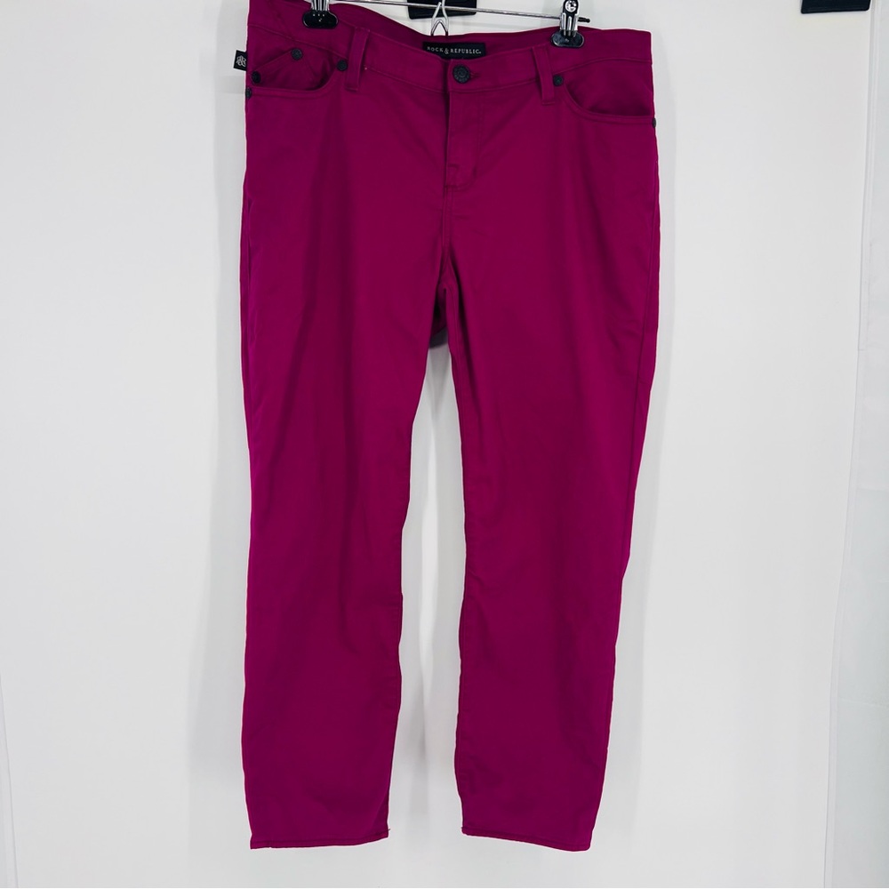 Rock & Republic Magenta Pink High Rise Skinny Ankle Jeans XL - Picture 2 of 14